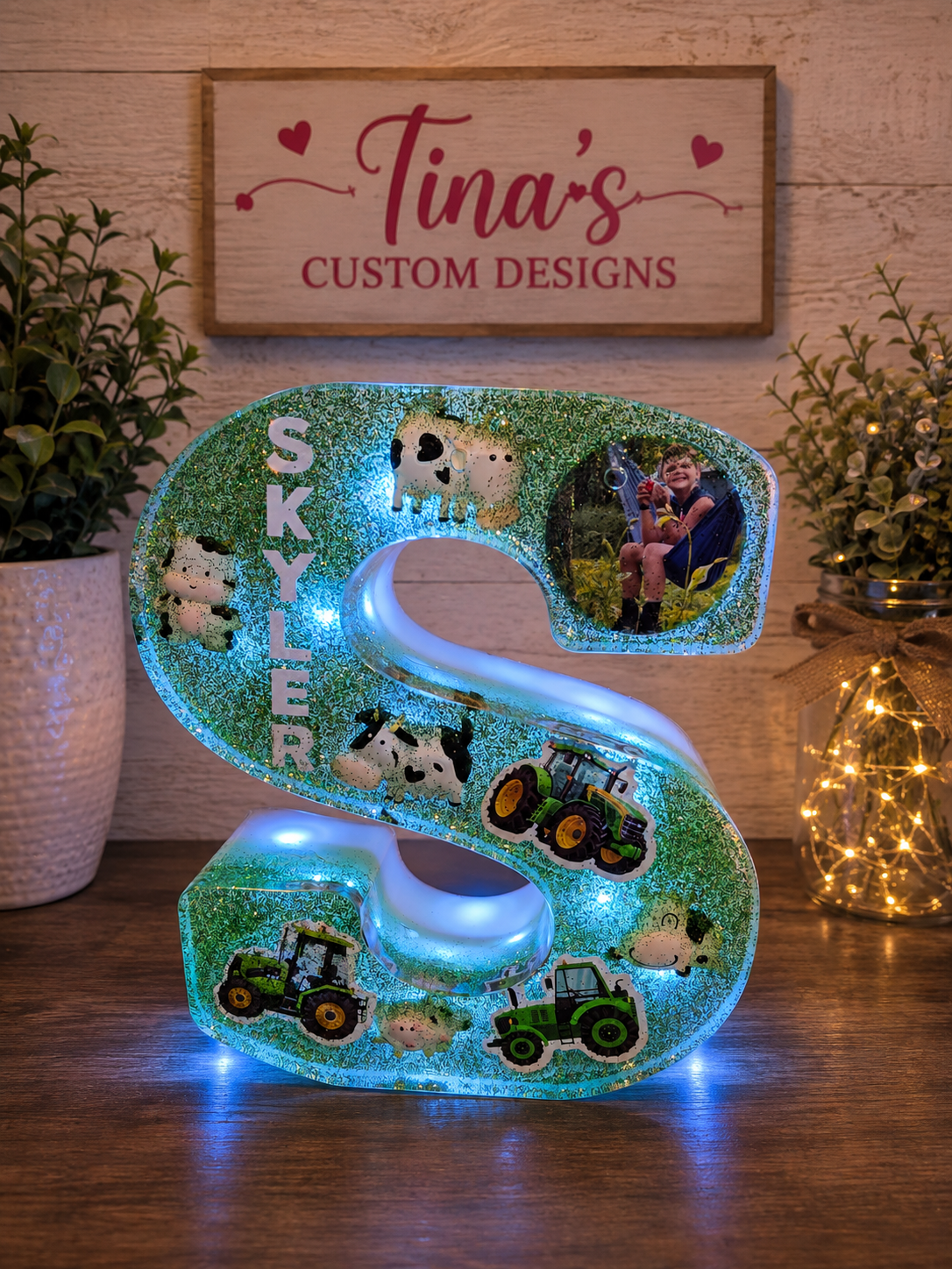 Personalized Resin Letter Keepsake with Flowers & Photo
