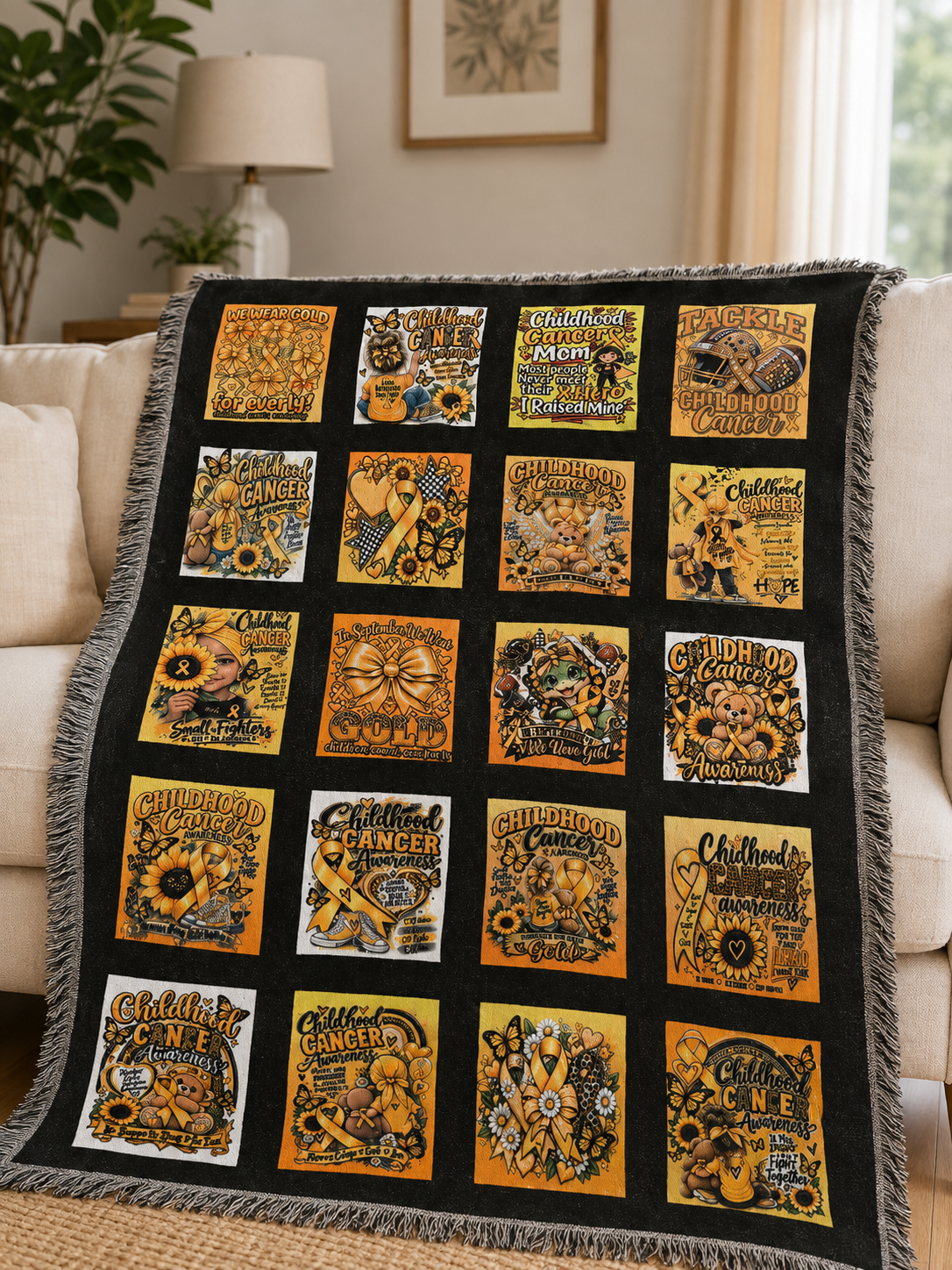Childhood Cancer Awareness Blanket – Gold Ribbon Tribute