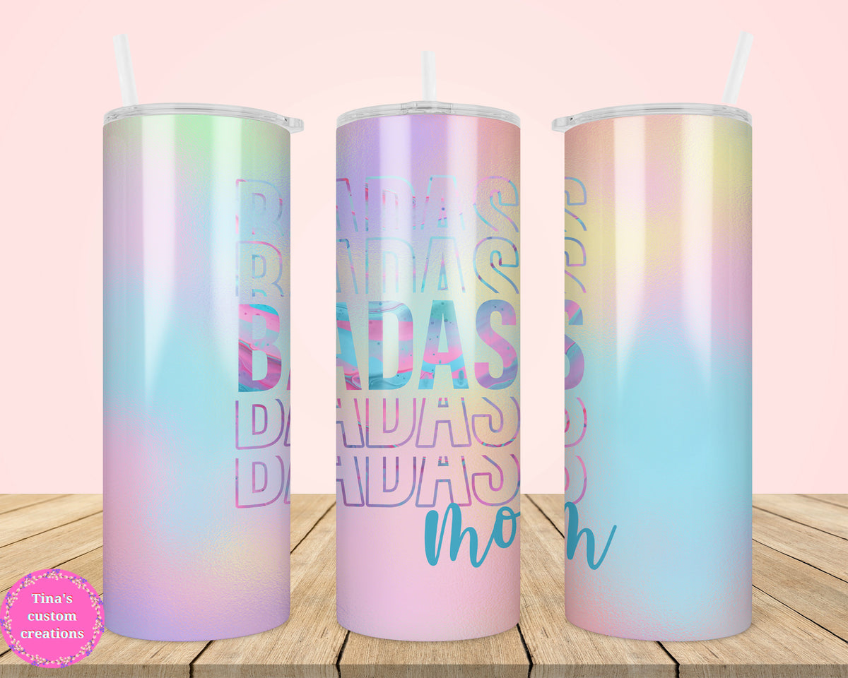 Badass Mom Pastel 20 oz Skinny Tumbler