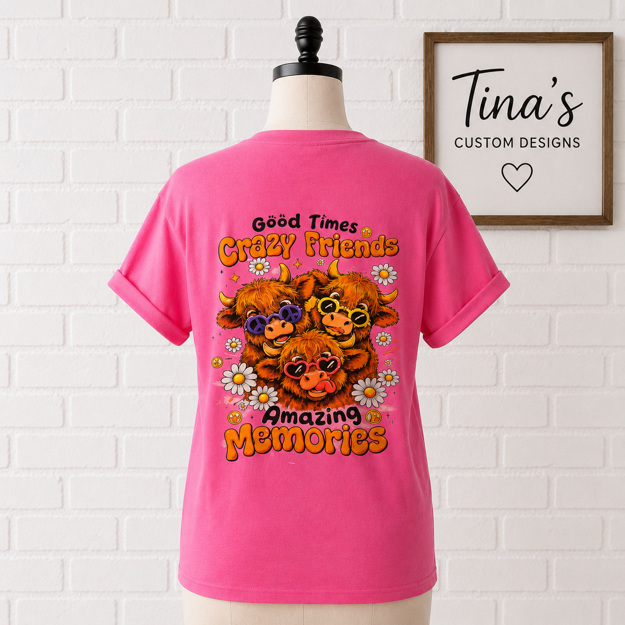 🐮 Good Times Crazy Friends – Cow T-Shirt