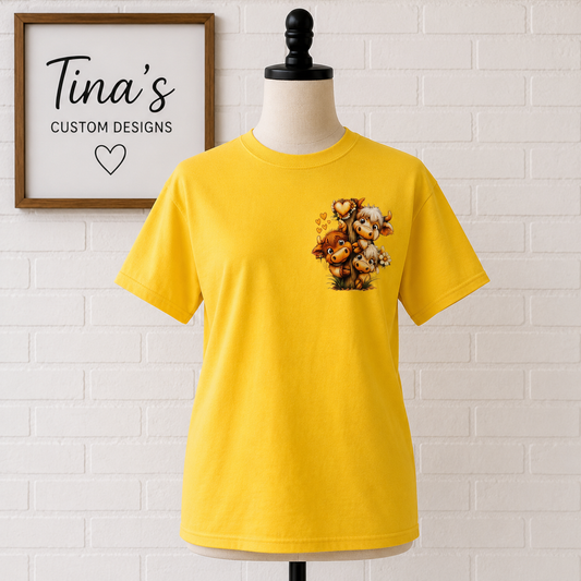 Good Times, Crazy Friends, Amazing Memories – Highland Cow Graphic T-Shirt