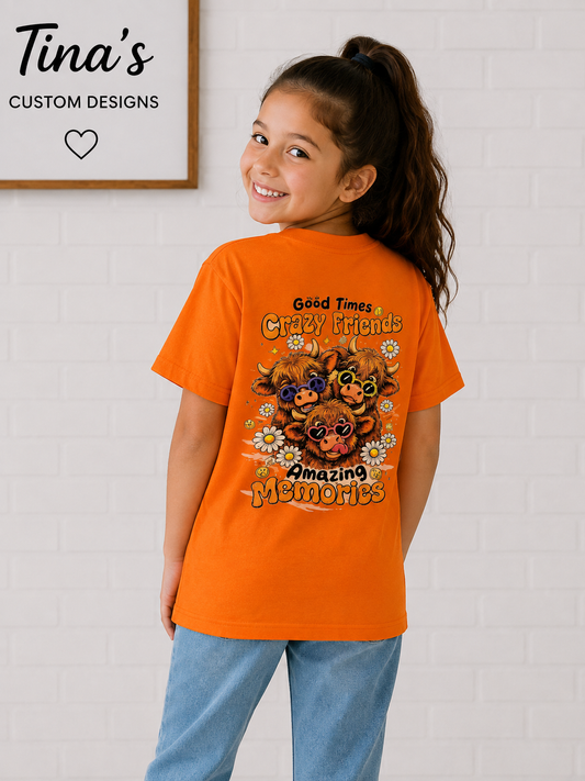 Good Times, Crazy Friends, Amazing Memories – Youth Graphic T-Shirt