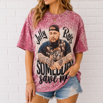 Jelly Roll "Somebody Save Me" Bleached Sublimation T-Shirt