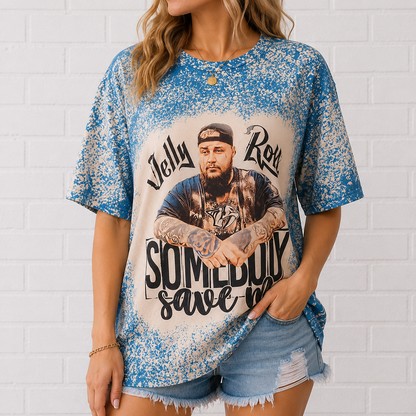 Jelly Roll "Somebody Save Me" Bleached Sublimation T-Shirt