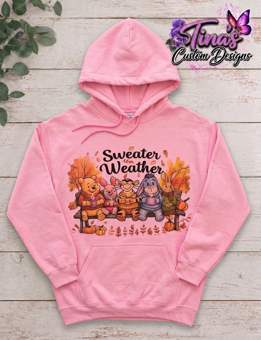 Sweater Weather Fall Hoodie – Winnie the Pooh & Friends | Pink or Mint Green