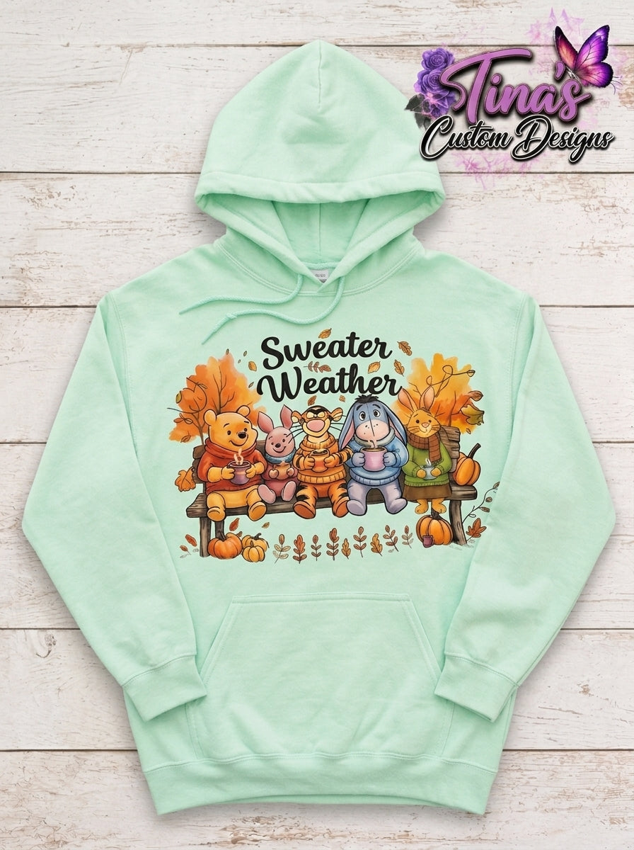 Sweater Weather Fall Hoodie – Winnie the Pooh & Friends | Pink or Mint Green